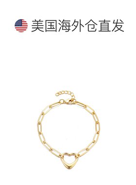 自营adornia14k镀金回形针链状心形手镯-金色 美国奥莱直发