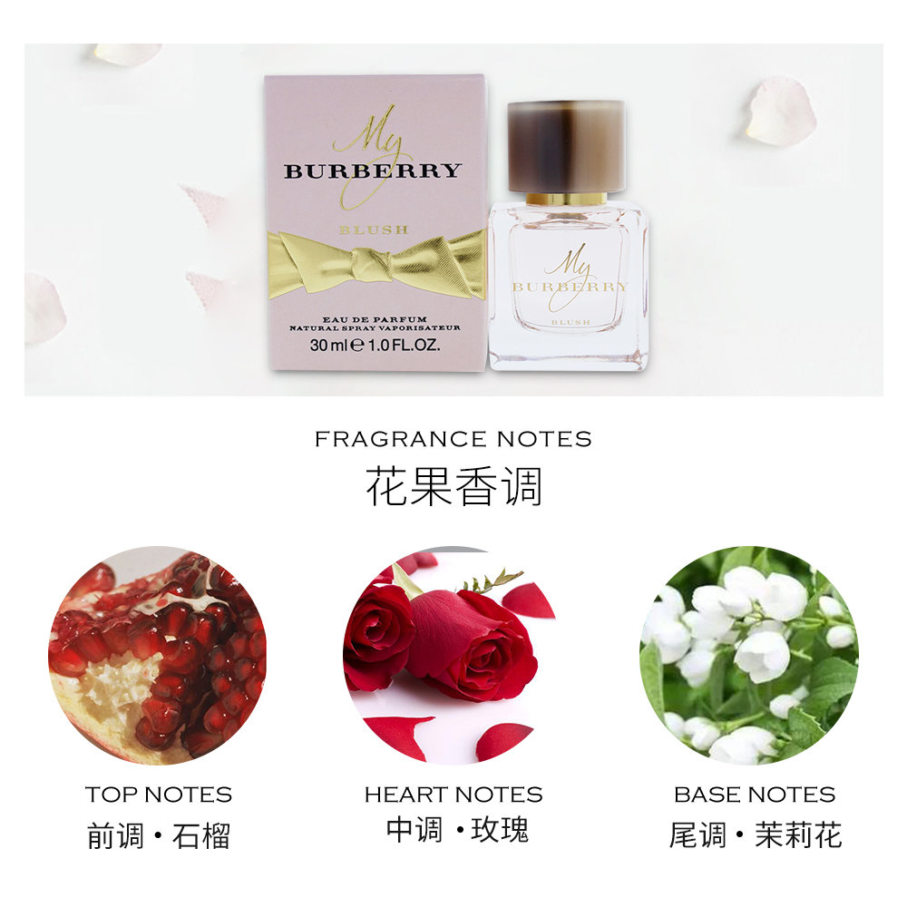 天猫国际海外仓直购美国直邮Burberry博柏利我的花之绯女士香水EDP30/90ml甜美花果香2
