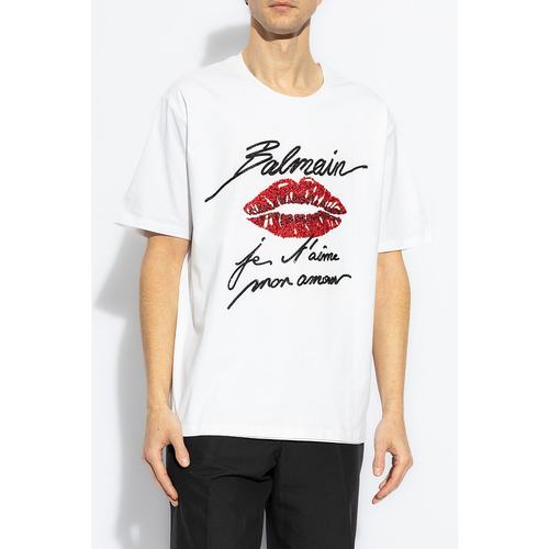 BALMAIN 男士T恤 EH1EH170PC74GQV SS2025 白色 - 图2