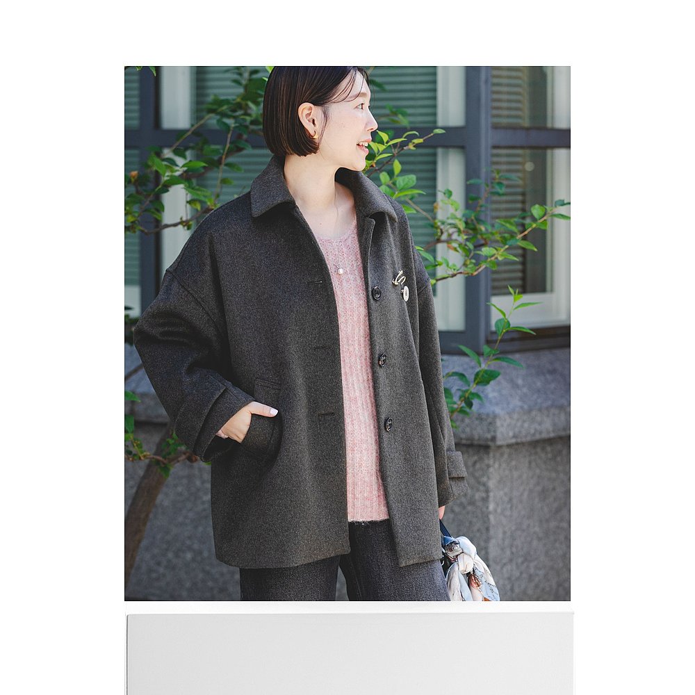 1h可退 日本直邮F by ROSSO 女装 宽松落肩袖短款立领大衣 RAA727 - 图3