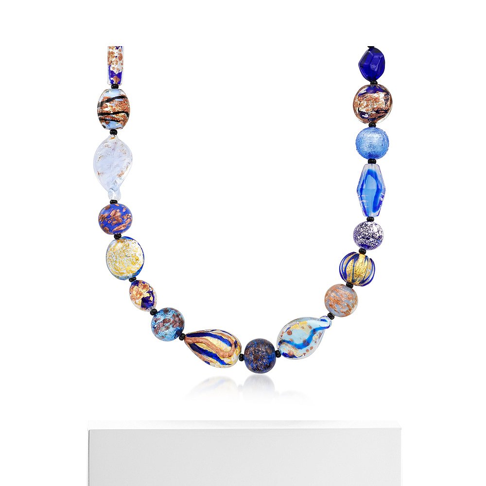 Ross-Simons Italian Blue Murano Glass Bead Necklace in 18kt - 图3