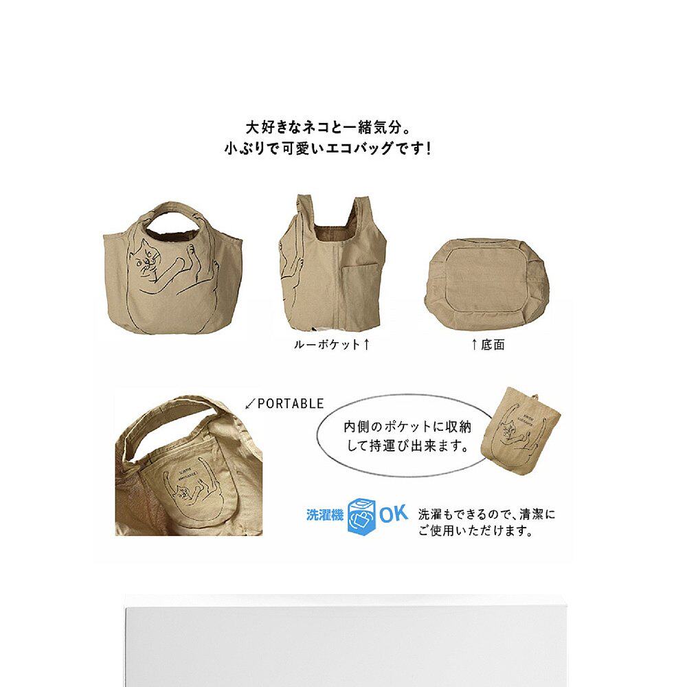 日本直邮ROOTOTE 棉制小尺寸猫图案环保袋 迷你购物袋 [RO3330AW0 - 图3