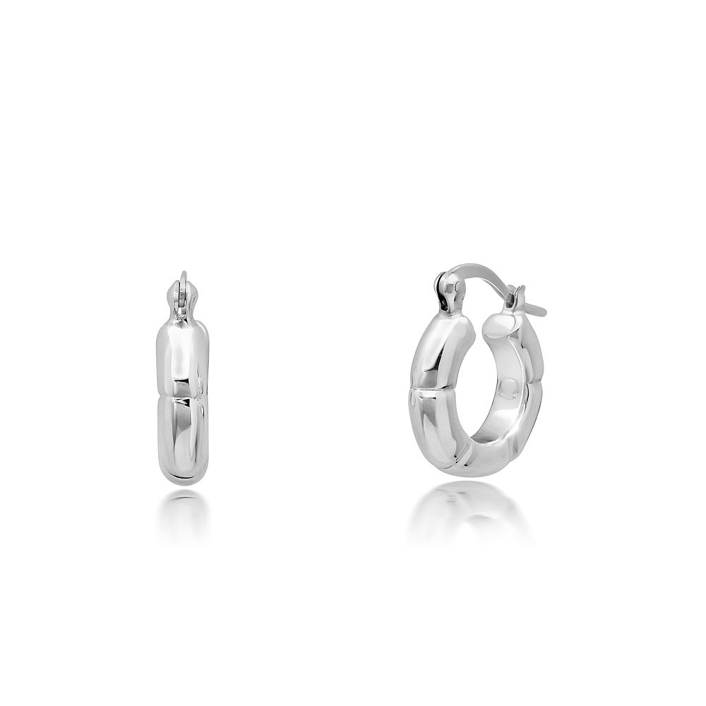 max + stoneSterling Silver Oval Sectioned Hoop Earrings - si - 图2