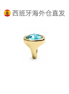 欧洲直邮LUXENTER Kibuki蓝色水晶戒指 18K黄金电镀 西班牙轻奢珠