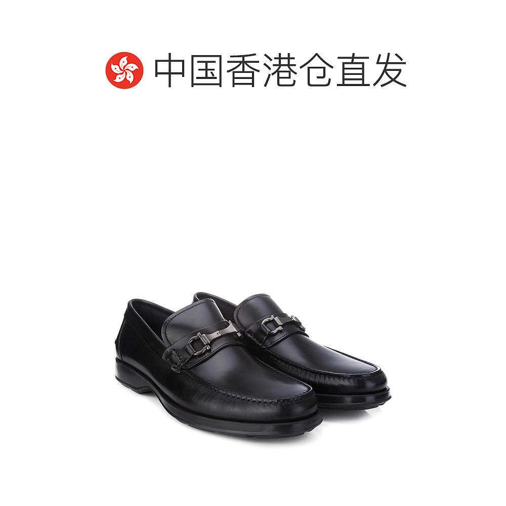 SALVATORE FERRAGAMO 男款黑色牛皮平底休闲鞋  0512707 - 图1