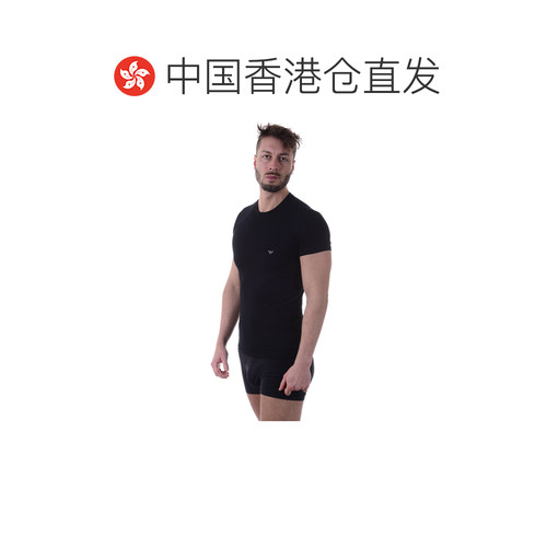 1h可退 香港直邮EMPORIO ARMANI 男士T恤 1110357P745BLACK SS202 - 图1