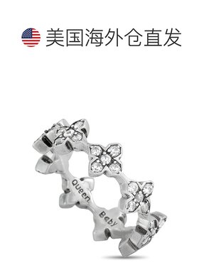 自营 King Baby 银色和白色立方氧化锆 MB 十字戒指 - 多色 美国