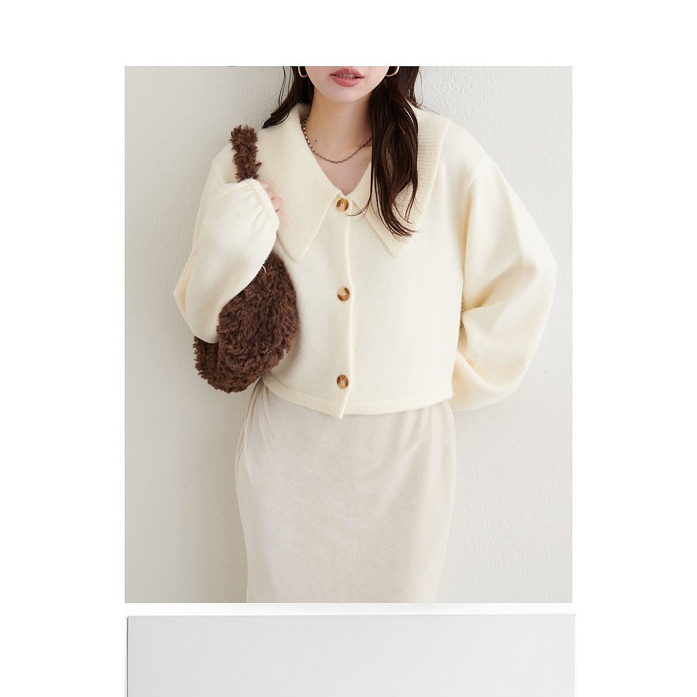 1h可退 日本直邮官方授权 natural couture 大翻领短款针织衫毛衫 - 图3