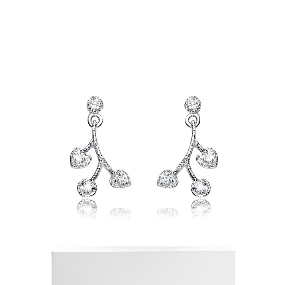 GENEVIVE Sterling Silver Cubic Zirconia Modern Stud Earring-图3