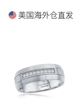 自营blackjackBACKJACK 拉丝和抛光半 CZ 8 毫米钨戒指 - 银白色