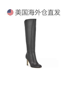 自营Nine West Sancha Boots Women's Black Leather Almond Toe