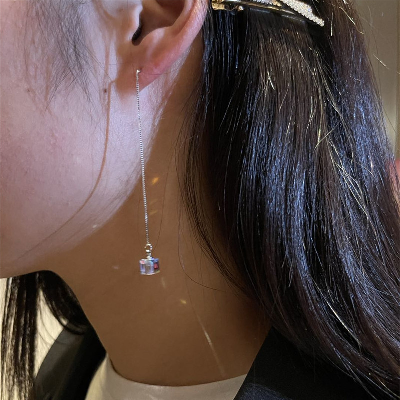 百搭气质水晶925纯银耳线女长款防过敏韩国简约耳环流苏个性耳坠,淘宝优惠券,粉丝福利购,淘宝优惠卷