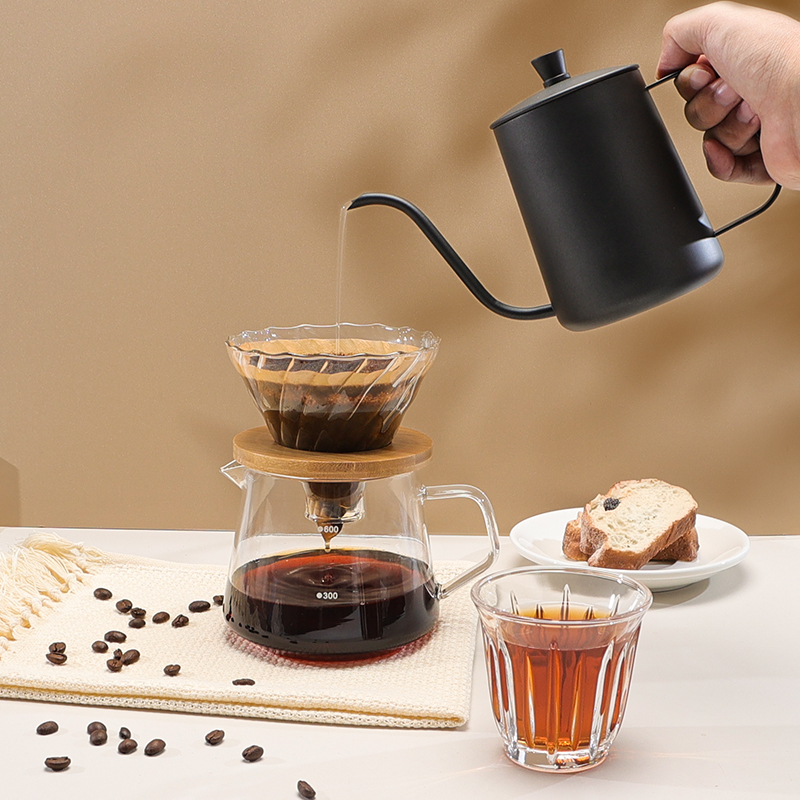 咖啡V60滤杯家用煮咖啡过滤器挂耳手冲壶过滤杯玻璃分享壶滴漏壶 - 图3