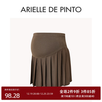 French ARIELLE DE PINTO Pregnancy Woman Dress Autumn Winter Style Double Face Suede Pregnant Woman 100 Pleats Short Half Body Dress
