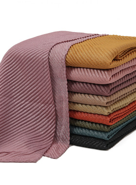 长款透气棉质女单色围巾 women monochrome ribbed scarf围巾头巾