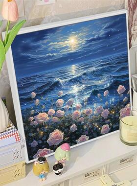 日落花海数字油画diy填色画油彩风景2025新款手工装饰手绘丙烯画