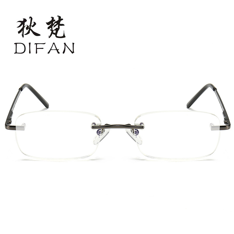 青春老人旗舰店老花镜男新款时尚无框老花眼镜女简约高清老人镀膜高档金属花镜3