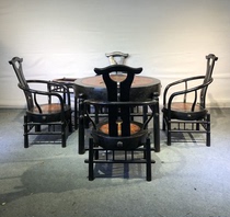 Antique Secondhand Ming And Clear Old Furniture Pendulum Pieces Collection Old Goods Small Leaf Purple Sandalwood Ancient Carved Crafts Tea Table Five Sets
