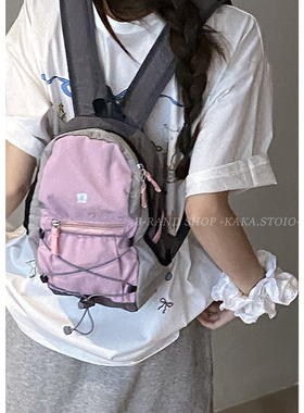 学生帆布包包夏天女2024新款潮韩国休闲双肩包百搭单肩斜挎包背包