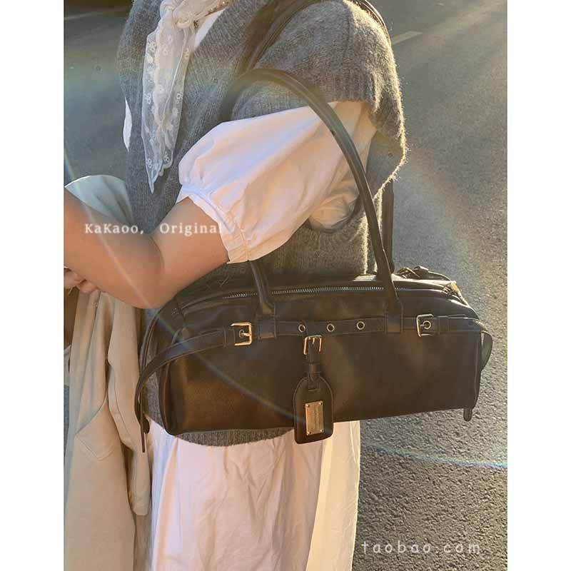 中古腋下包包女秋季2024新款潮韩国小众保龄球包大容量单肩通勤包,淘宝优惠券,粉丝福利购,淘宝优惠卷