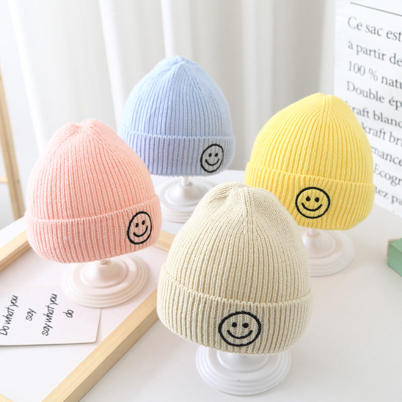 儿童帽子秋冬季保暖毛线帽糖果色男女宝宝套头帽笑脸针织瓜皮帽潮,淘宝优惠券,粉丝福利购,淘宝优惠卷