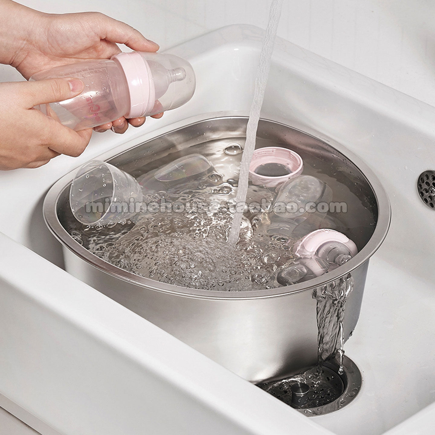 韩国直邮 无研磨剂304不锈钢洗碗盆 水槽式大容量洗菜盆 8L,淘宝优惠券,粉丝福利购,淘宝优惠卷