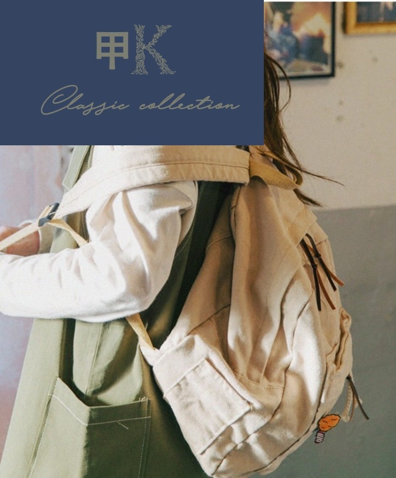 甲美式休闲复古文艺帆布双肩包 甲k双肩背包