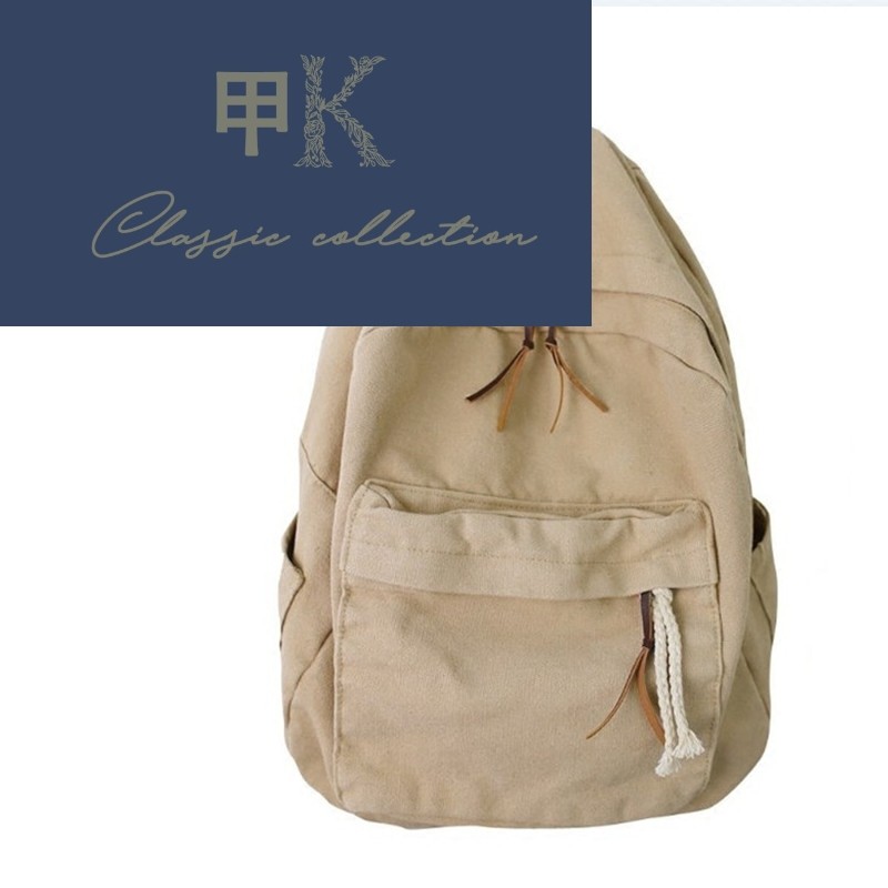甲美式休闲复古文艺帆布双肩包 甲k双肩背包
