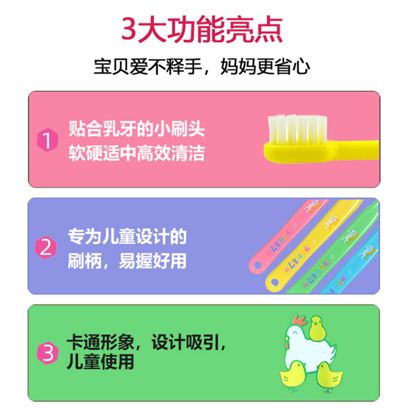 儿童牙刷3岁中硬毛4小头清洁力强5幼儿园三排六纵6女童7男宝8去渍 - 图0