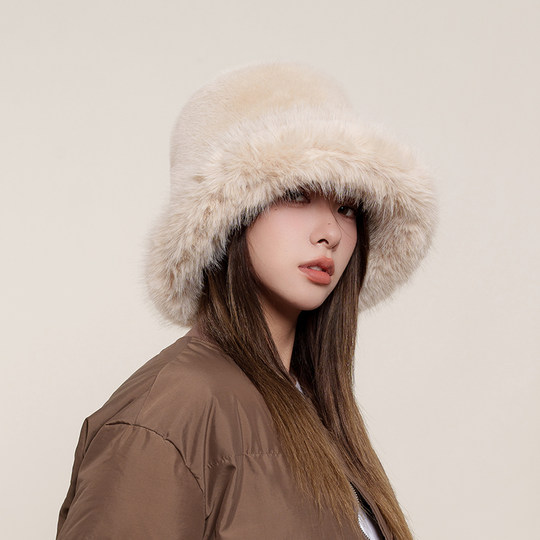 Women's autumn and winter plush imitation fur mink hat