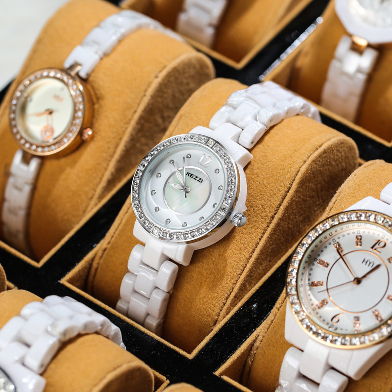 2021新品女士防水白色陶瓷石英表 珂紫国产腕表