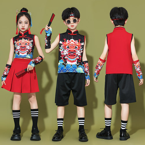 六一演出服中国服装国潮合唱团模特潮服男女走秀儿童表演套装街舞 - 图1