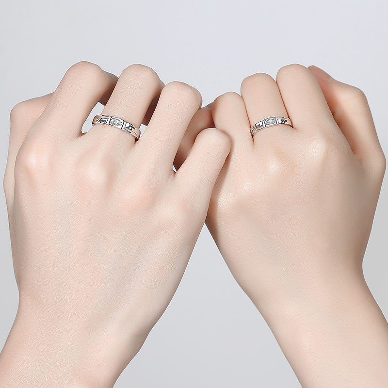 一对男女款纯银开口情侣戒指 申华戒指/指环