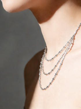 INSANE/云山 铜合金合成锆石项链 Cross核心.小众层次百搭项链