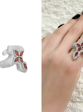 INSANE/云山 铜合金合成锆石戒指 Cross核心X小众轻奢满钻戒指