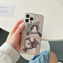 ins small crowdsourced oil painting scarf kitty applies applicable iPhone15ProMax apple 14 soft 13 phone shell 12