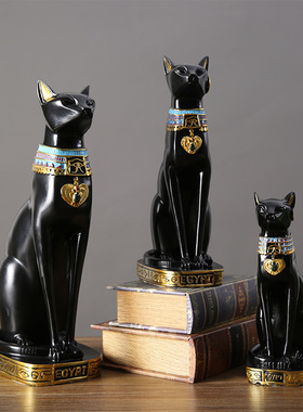 古典黑色埃及猫树脂摆件客厅卧室餐厅店铺装饰猫咪猫神可爱纪念品