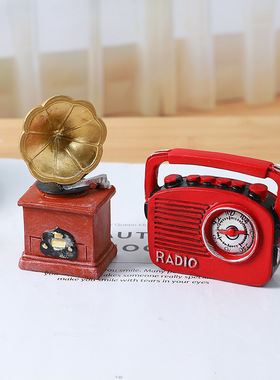 复古相机钢琴打字机复古做旧创意树脂家居装饰品迷你收音机小摆件