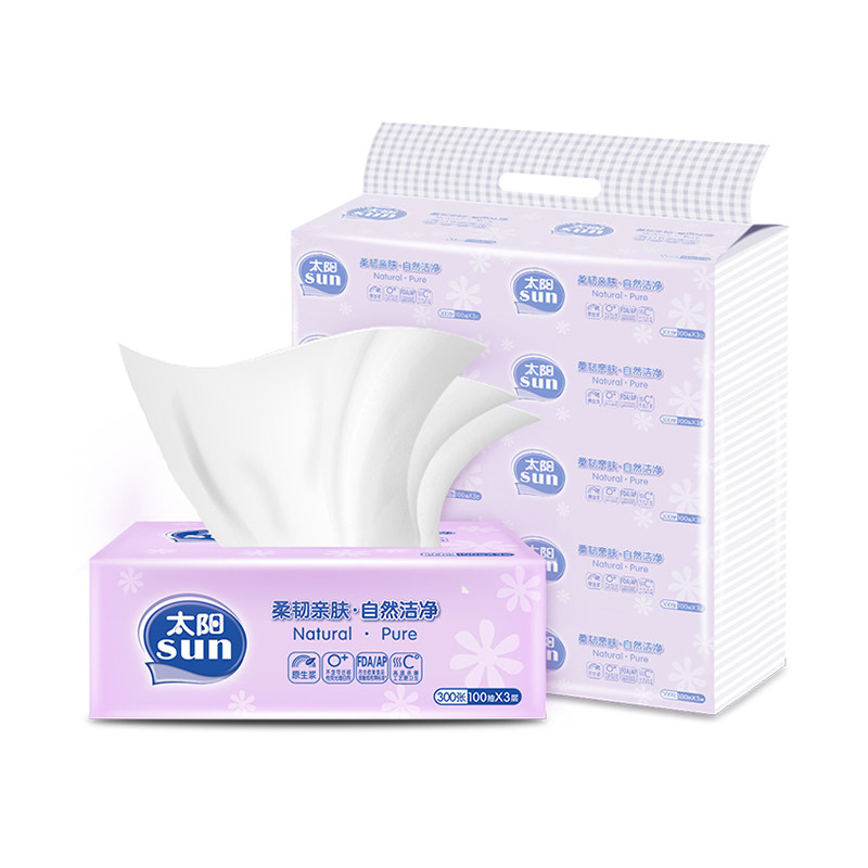 中顺洁柔太阳100抽家用婴儿卫生纸 世外桃源家居抽纸