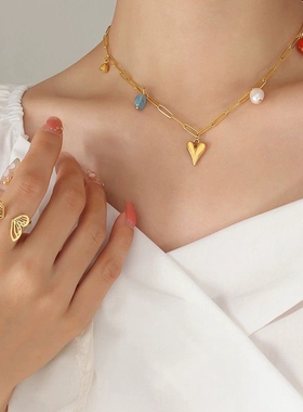 镀金钛钢女不掉色项链