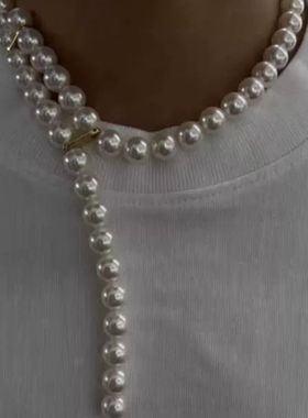 王子文同款项链高级感轻奢小众搭配衣服超美优雅夸张珍珠毛衣链女