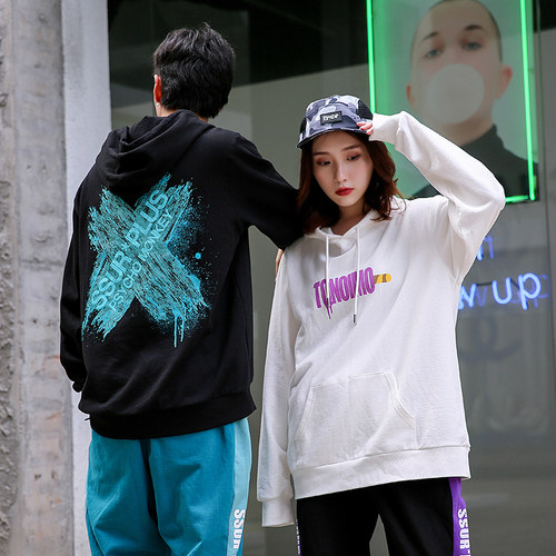 SSUR x PCMY新品刷漆泼墨卫衣情侣男女套头帽衫街头帽衫潮 - 图1