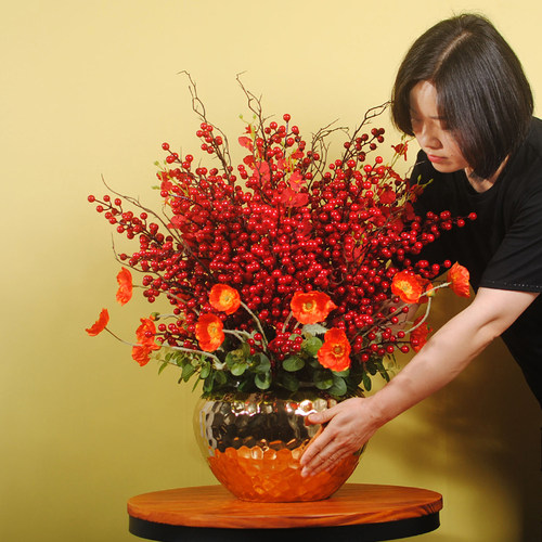 红色发财果高端喜庆花艺仿真花红果客厅插花店面装饰花高档年宵花 - 图0
