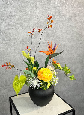 中古风装饰花暗色系仿真花艺餐桌花摆花高级感客厅假花新中式插花