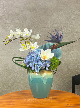 千帆羽新中式花艺客厅餐桌仿真花空调顶装饰花卧室床头柜摆设假花