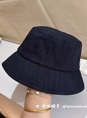素色简约轻奢感牛仔布渔夫帽子女秋冬季气质简约纯色小檐盆帽休闲