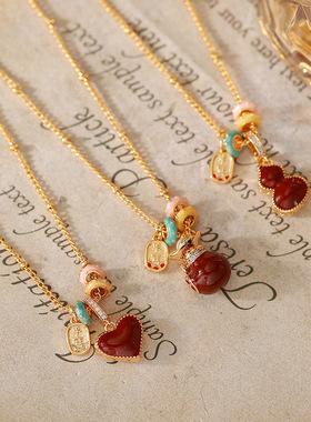 爆款双面红色滴油贝壳爱心项链女轻奢锁骨链小众新年颈链