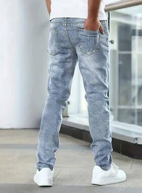 Men's Regular Fit Straight Leg Jeans Lightweight Slim Fit