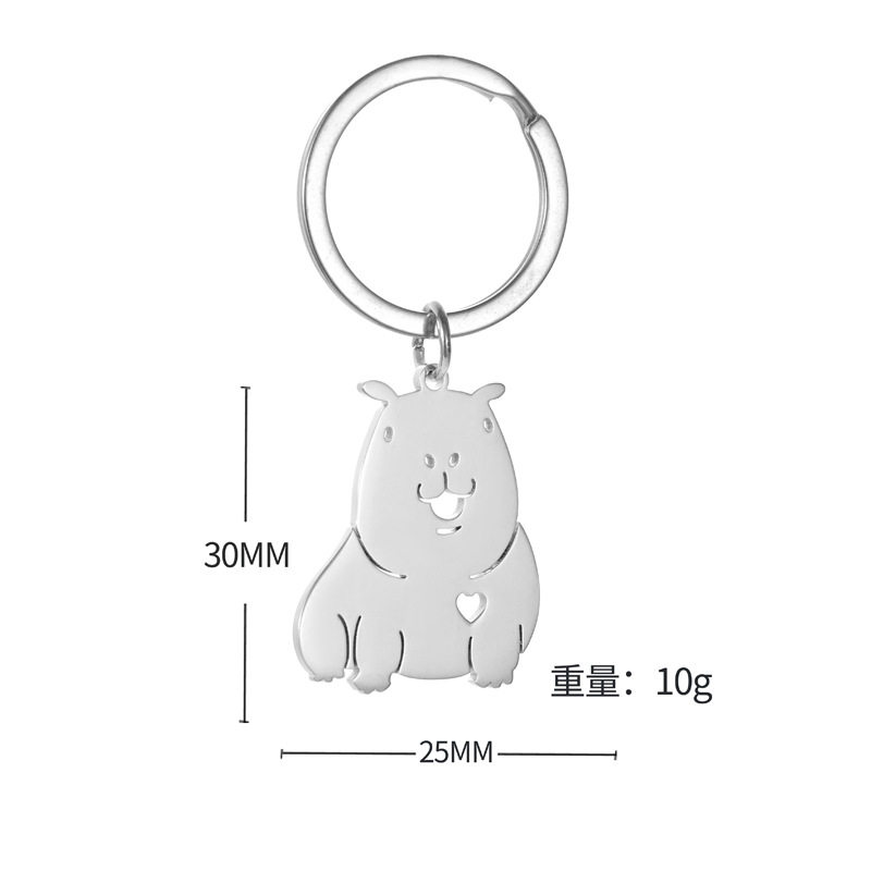 跨境capybara水豚不锈钢钥匙扣情侣挂件情人节礼物搞怪萌趣钥匙链