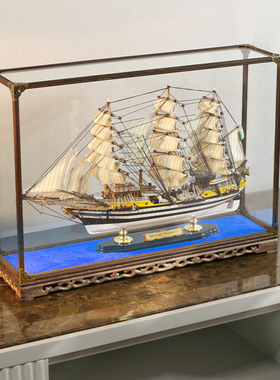 优选创意木质一帆风顺手工帆船模B型摆件客厅玄关办公室装饰品乔